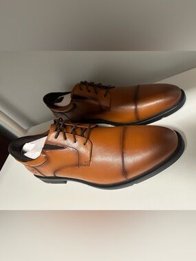 Nunn Bush Brown Leather Cap-Toe Lace-Up Oxfords